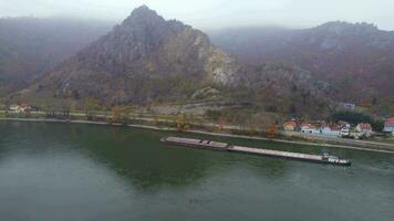 Cargo Pusher Boat on a River Transporting Cargo and Goods video