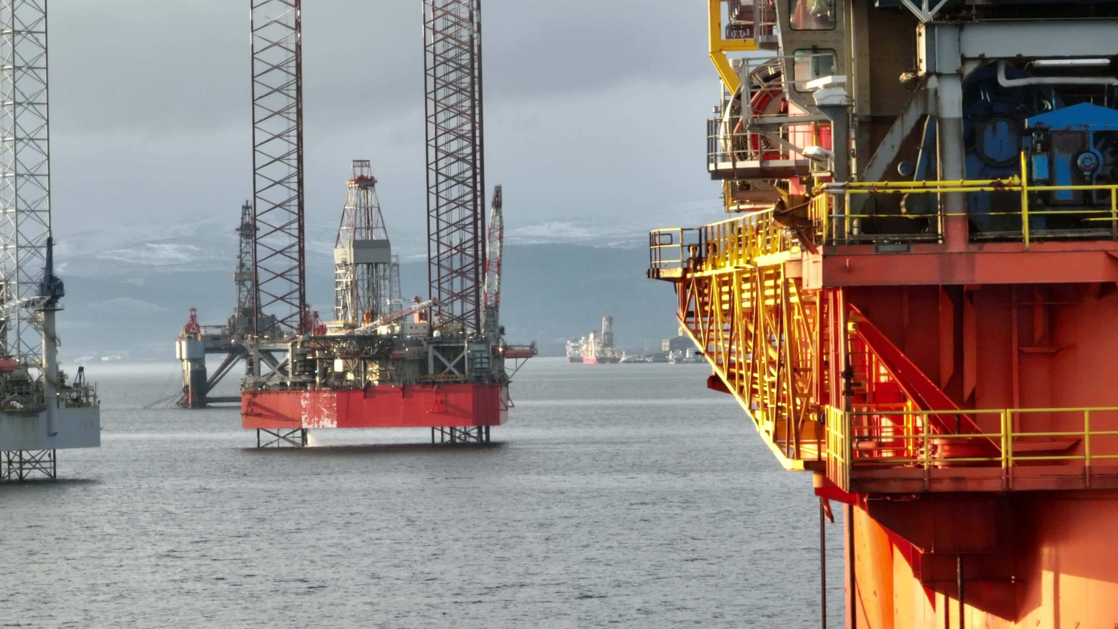 Close Up Aerial View of an Oil and Gas Drilling Rigs 23449928 Stock