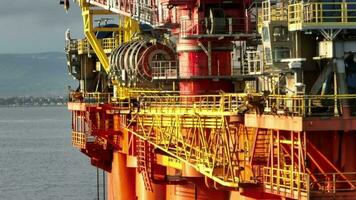 Close Up Aerial View of an Oil and Gas Drilling Rig video