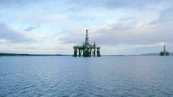 Oil Drilling Rig in Scotland Awaiting Deployment to the North Sea video