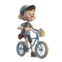 fofa desenho animado estilo Garoto equitação uma bicicleta em transparente fundo, criada com generativo ai png