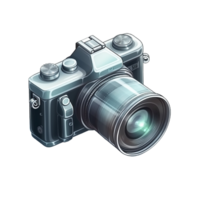 Camera icon with translucent glass on the transparent background, created with png