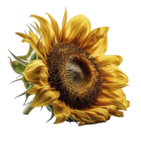 Sunflower head on transparent background, created with png