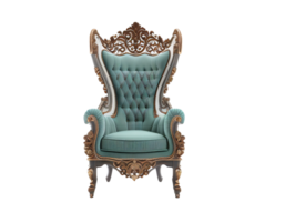 Front view of victorian royal chair on transparent background, created with png