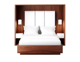 Walnut bed with sheet box isolated on transparent background, created with png