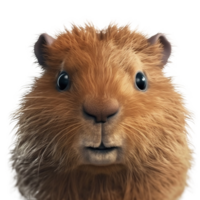 Adorable capybara closeup portait on transparent background, created with png