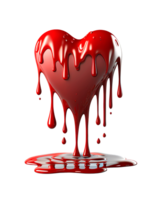 Red heart dripping on transparent background, created with png