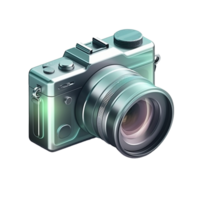 Camera icon with translucent glass on the transparent background, created with png