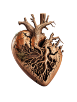 Wooden heart on transparent background, created with png