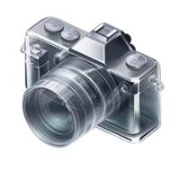 Camera icon with translucent glass on the transparent background, created with png