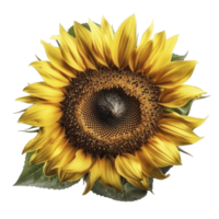 Sunflower head on transparent background, created with png