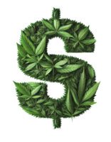 Cannabis dollar sign on transparent background, created with png