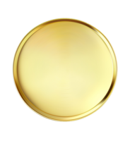 Flat lay view at golden plate on transparent background, created with png