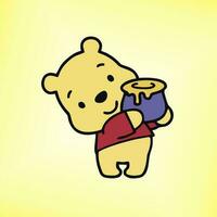 Winnie el pooh poses bebé vector