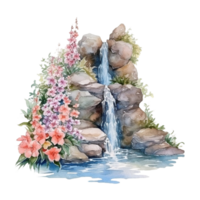 Wasserfall Aquarell Clip Art, ai generiert png