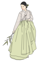 koreanska kvinna bär hanbok png