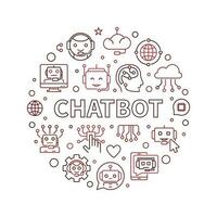 Chatbot concept outline round banner. Vector Artificial Intelligence Chatbot illustration
