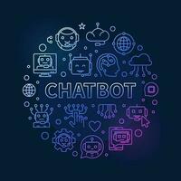 Chatbot concept thin line circle shaped colorful banner - Artificial Intelligence Chatbot vector illustration