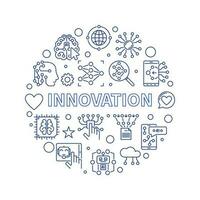 Innovation outline round banner. Vector Artificial intelligence illustration