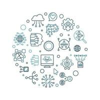 Neural Network concept circle shaped line banner. Vector Future Technology illustration