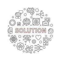Solution thin line round banner - Vector AI Technology illustration