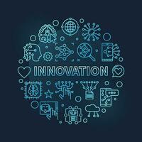 Innovation line round blue banner - Artificial intelligence vector illustration
