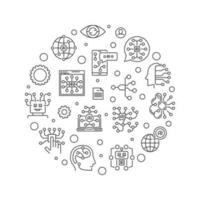 Artificial Intelligence - AI Technology concept vector round minimal linear banner