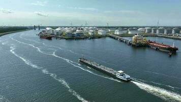 Liquid Cargo Tanker Ship Transporting Petrochemicals Through the Rotterdam Port video