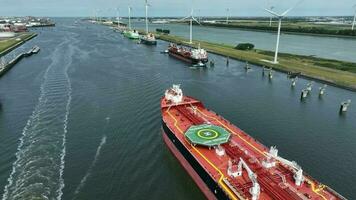 Oil Tanker Ship Traversing Rotterdam Port video