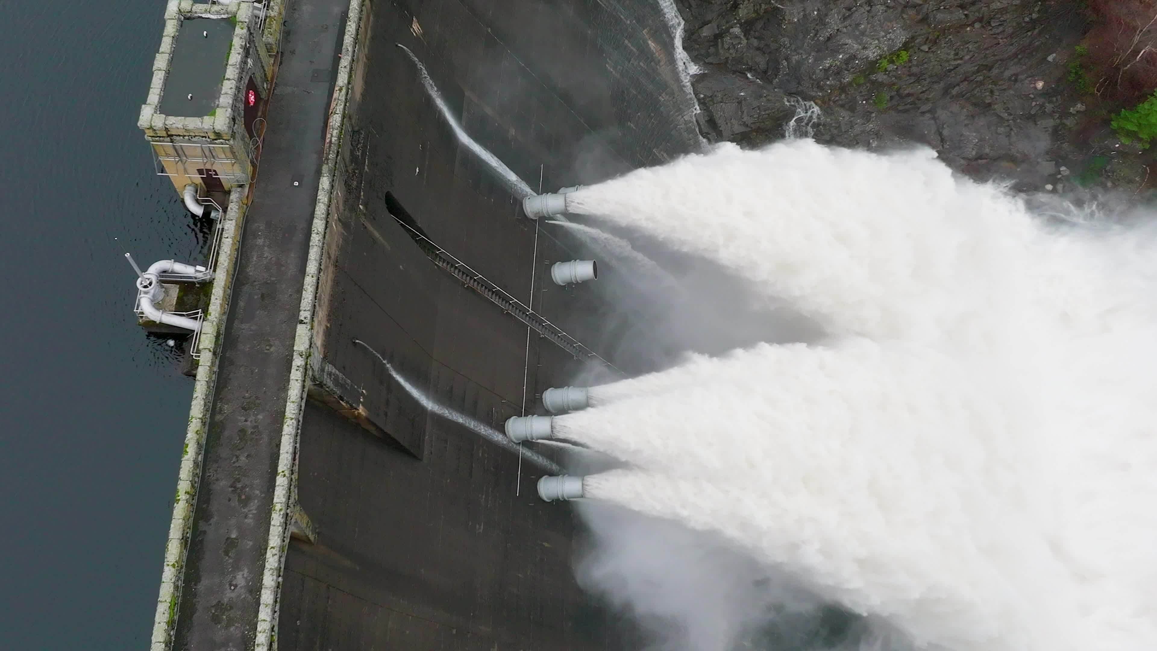 Water Being Pumped Through a Gravity Fed Hydroelectric Power Station