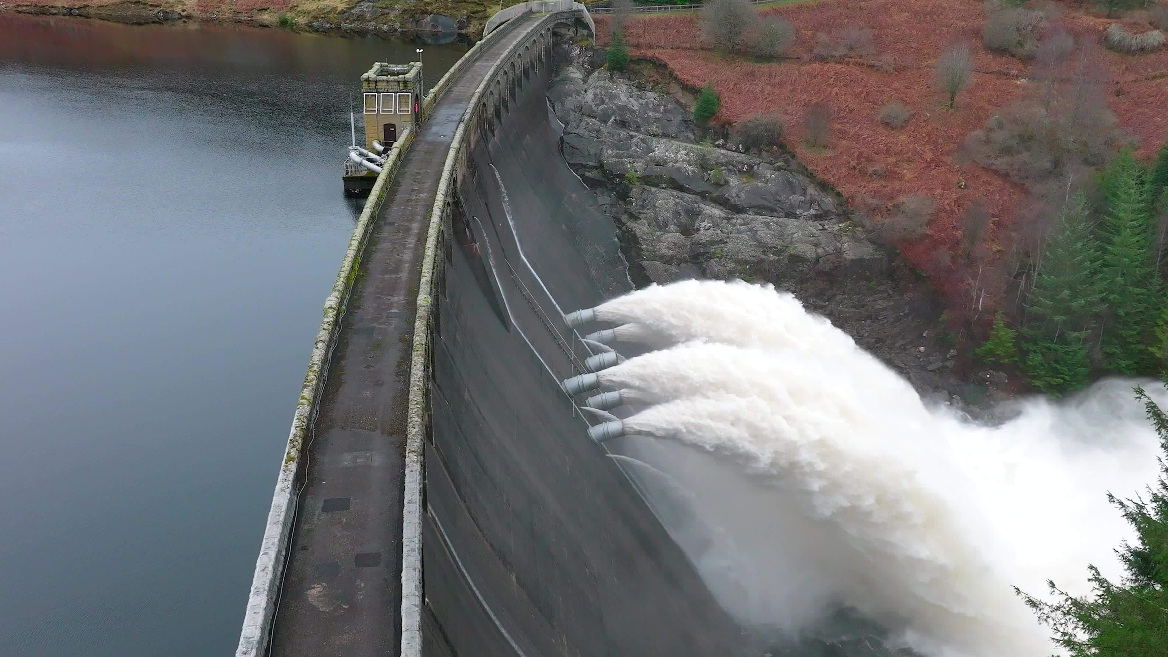 Water Being Pumped Through a Gravity Fed Hydroelectric Power Station