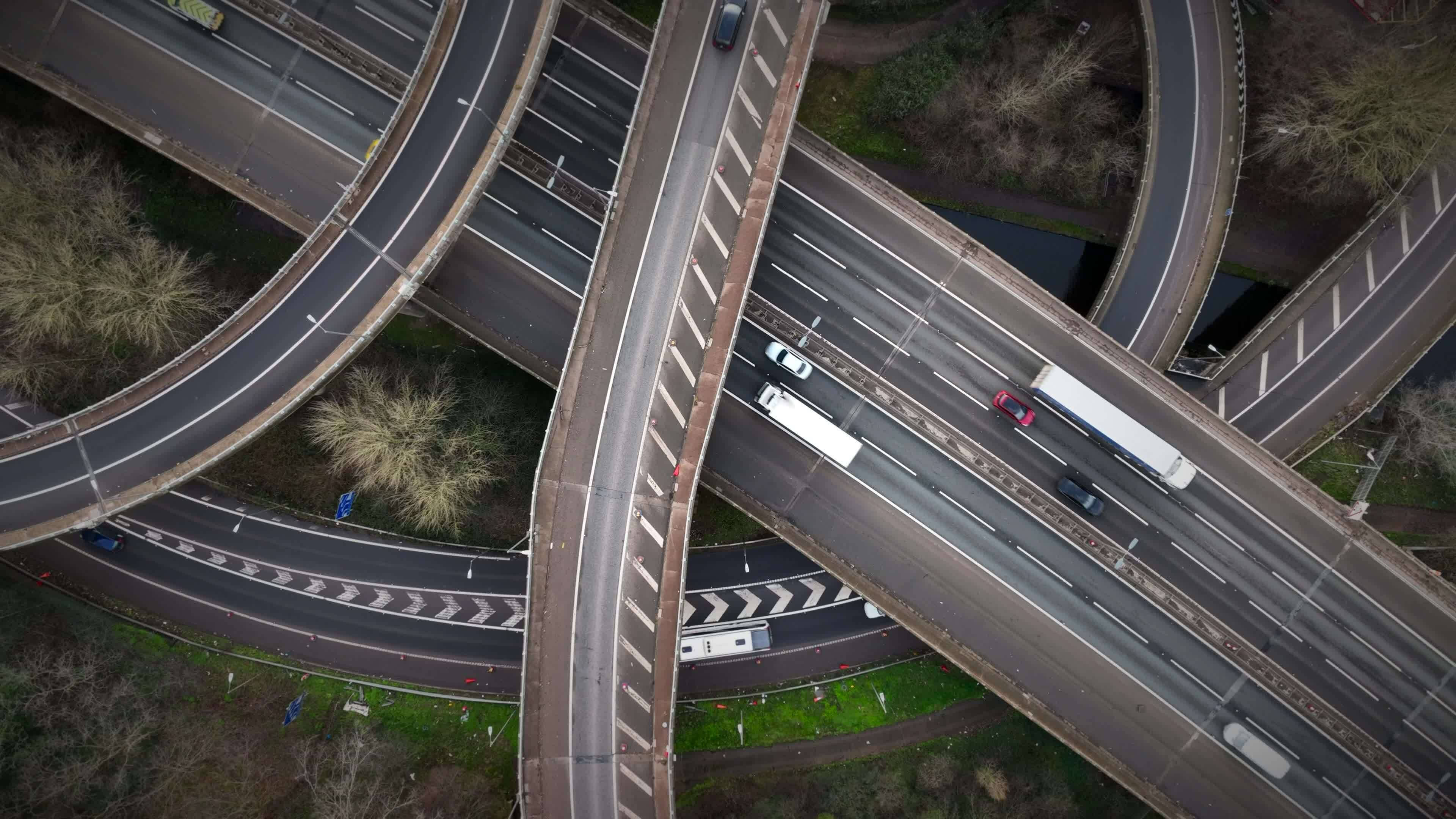 Spaghetti Junction at Rush Hour Aerial View 23451726 Stock Video at