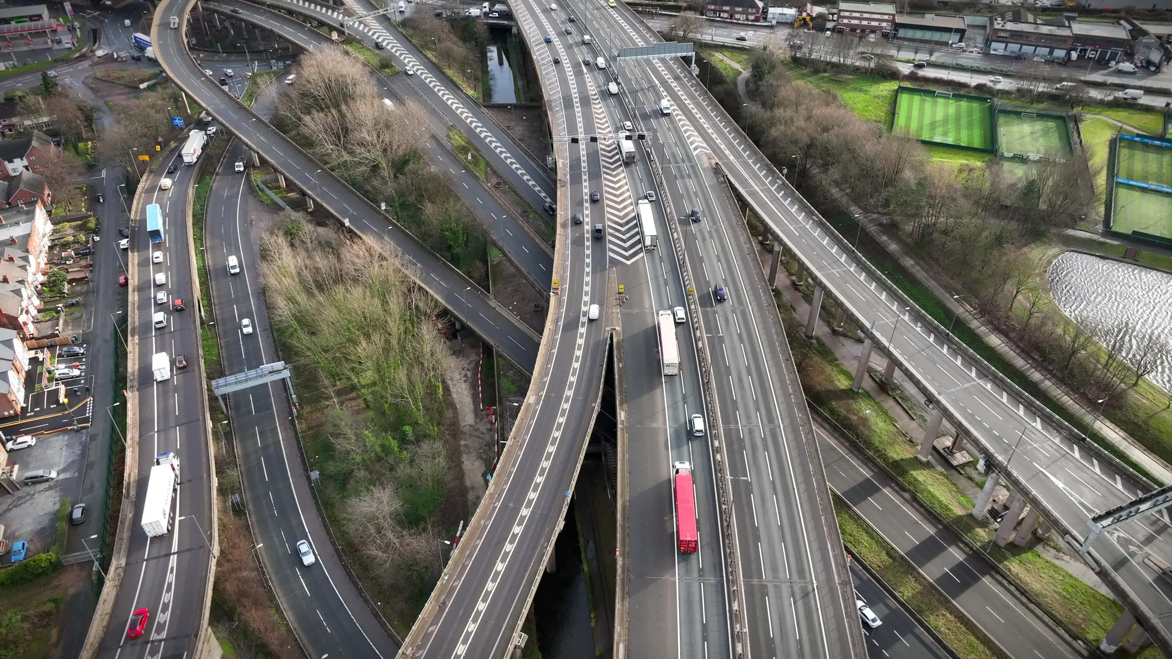 Spaghetti Junction at Rush Hour Aerial View 23451729 Stock Video at