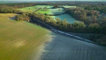 Commuter Train Speeding Through a Tunnel in the Countryside video