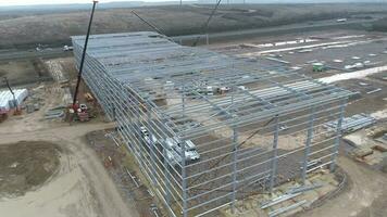 Construction of a Large Warehouse Unit Aerial View video