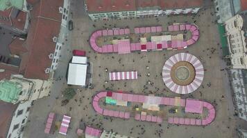 Bird's Eye View of a Festive Christmas Market in a City video