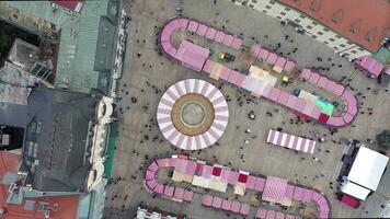 Bird's Eye View of a Festive Christmas Market in a City video