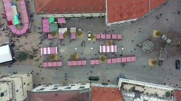 Bird's Eye View of a Festive Christmas Market in a City video