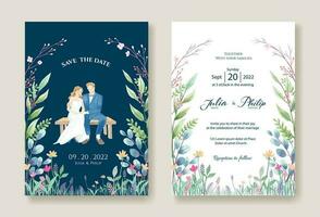 Set of wedding cards, Invitation, save the date template. Sakura flowers image. Vector. vector