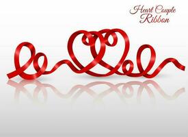 Heart couple made of red ribbon, Vector Illustration