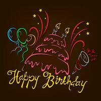 Happy Birthday hand drawn style. Original hand crafted design, Vector Illustration