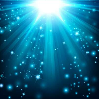 Blue lights shining with flying particles, Vector Illustration