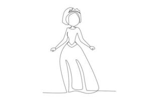 A queen walks gracefully in a royal gown vector