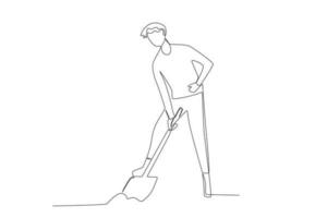 A man shoveling a garden vector