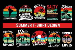 Summer t-shirt design bundle, summer beach vacation t-shirts, summer surfing t-shirt vector design