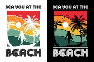 Summer t-shirt design bundle, summer beach vacation t-shirts, summer surfing t-shirt vector design