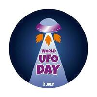 World Ufo Day is July 2. Banner with flying saucer. Illustration for holiday. vector