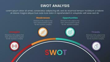 swot analysis concept with half circle circular gauge style for infographic template banner with four point list information vector