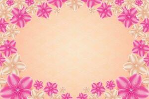 Background with pink and orange flower frame vector
