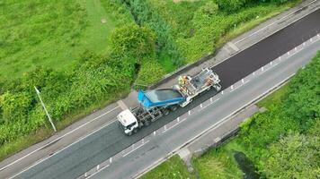 Micro Asphalt Road Resurfacing Process Aerial View video
